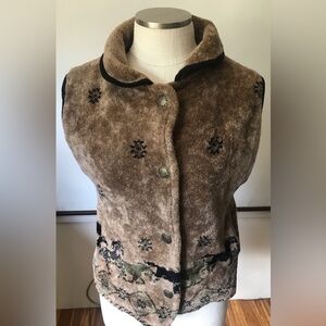 Black Diamond Fleece Vest With Horses Nylon Lined Warm Size M